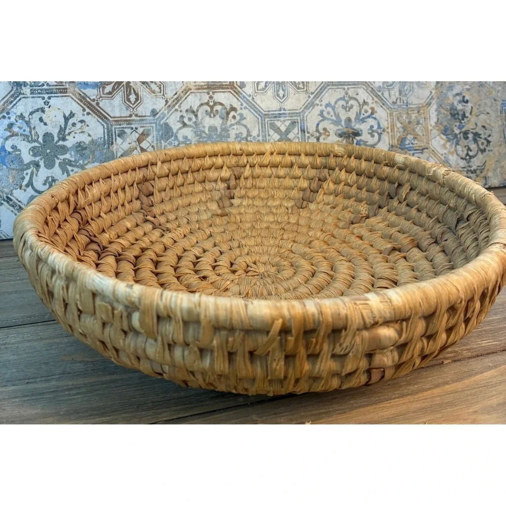 Unbranded Woven Straw Basket Coiled Decorative Bowl Cottagecore BOHO Excellent‎